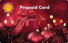Shell Prepaid Card "X-Classic" mit dem Motiv eines roten Weihnachtsgeschenks