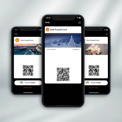 Zeige Details für Shell Prepaid Card "Digital" Übersichtsbild der neuen digitalen Shell Prepaid Card Motive inkl. Weihnachtsmotiv