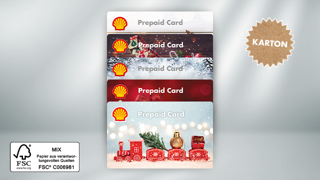 Alle Kartonkarten der Shell Prepaid Card